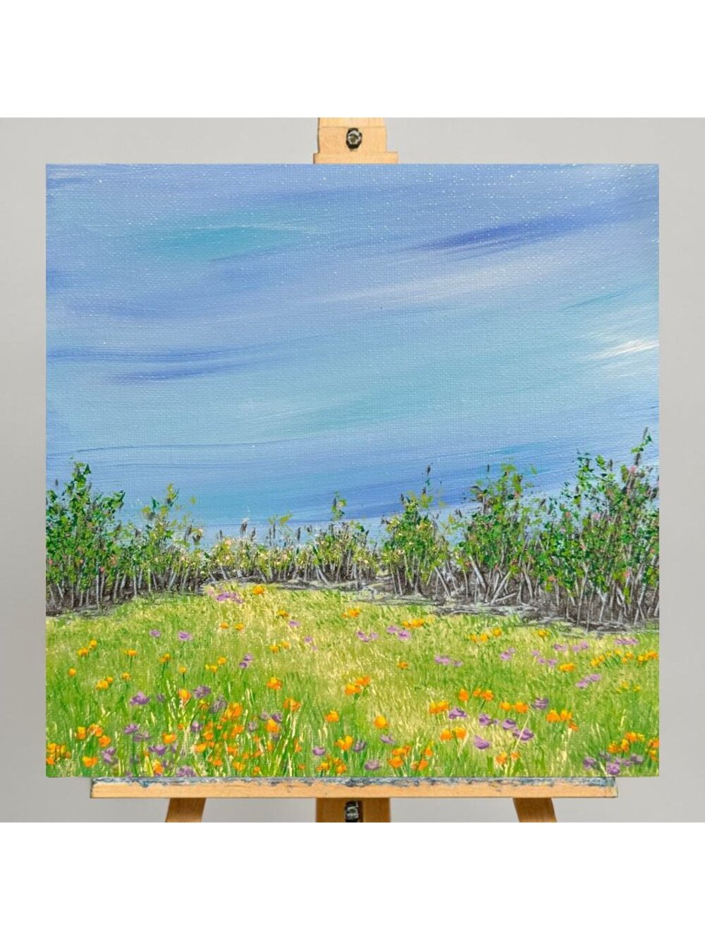 A Walk In The Park Acrylic Painting 8" x 8" Unframed Nature Themed Wall Art
